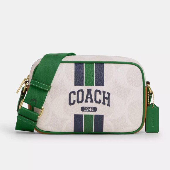NWT Coach CBM36 Mini Jamie Camera Bag In Signature Canvas With Varsity Stripe - Picture 1 of 8